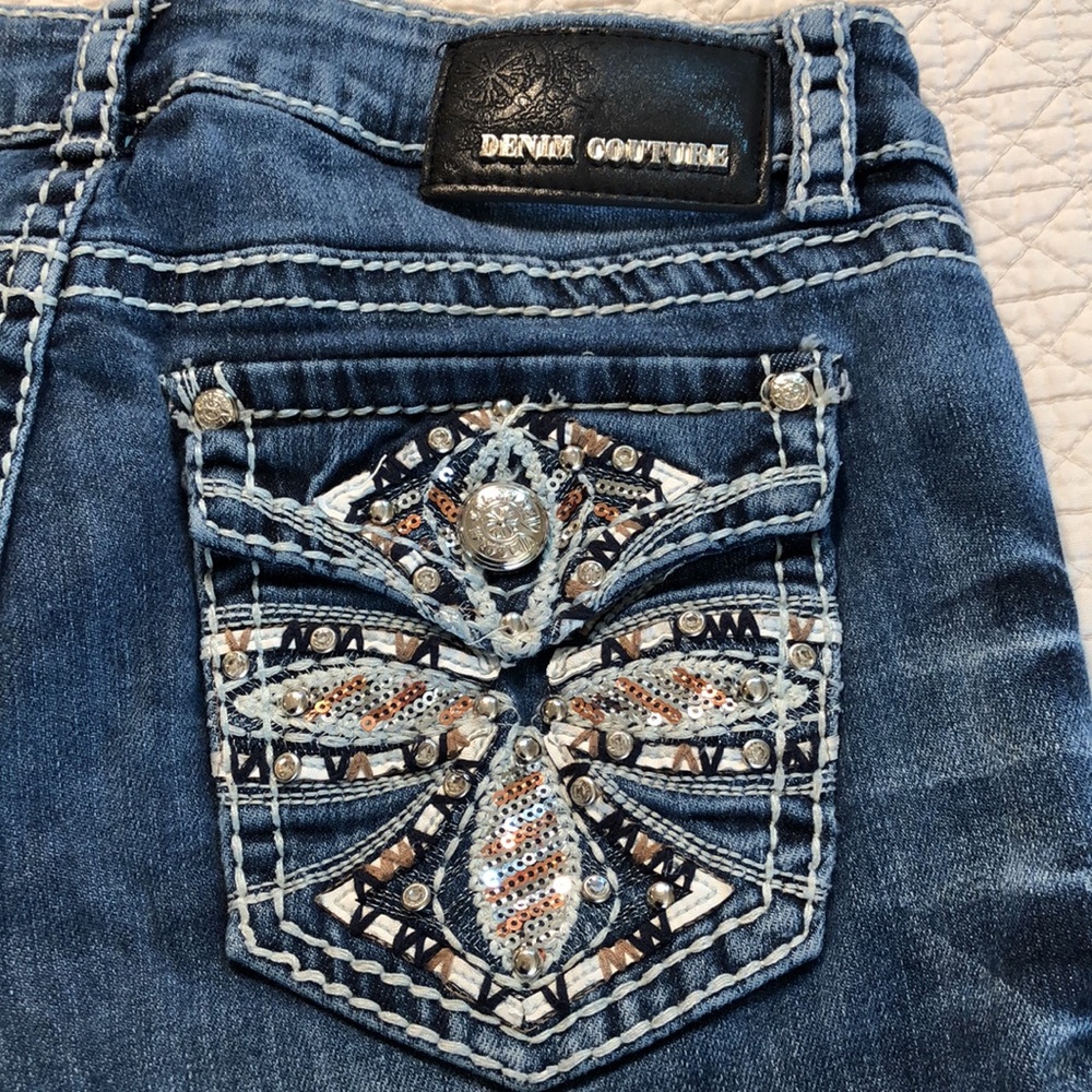 Denim Couture Smith denim stretch bling jeans, sz7 - Picture 2 of 14
